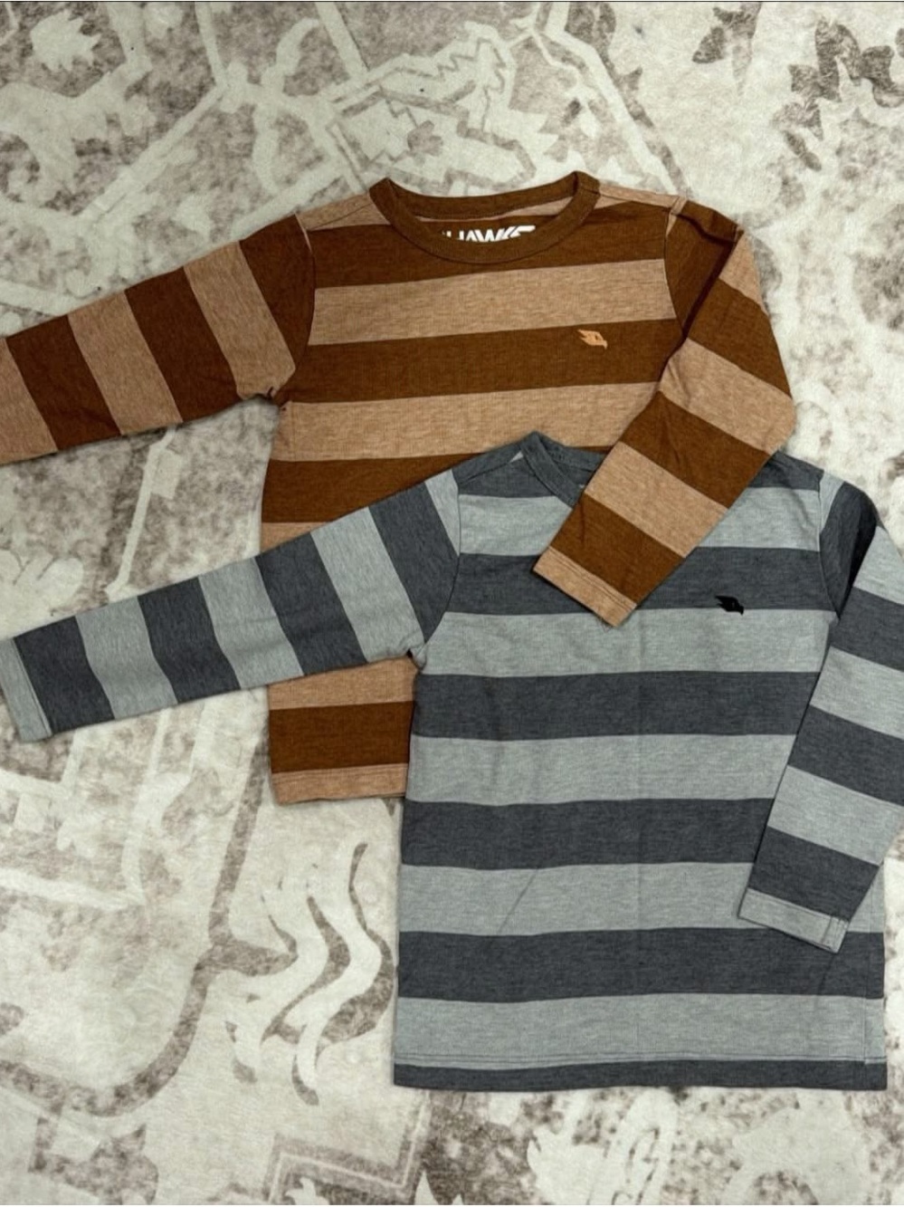 Tony Hawk Kids Long-Sleeve Striped Tees in Brown & Gray